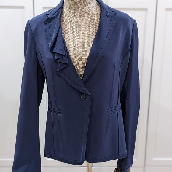 NWOT VINTAGE DESIGNER MARISFROLG NAVY BLAZER W/ LACE BACK - Picture 1 of 5